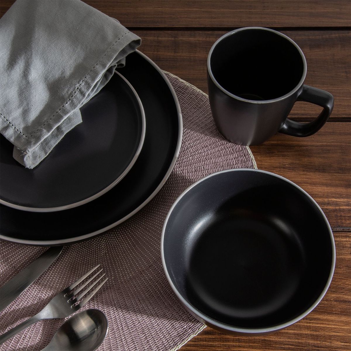 BASEMENT HOME - Juego De Vajilla 24 Piezas Cerámica Arena Basement Home