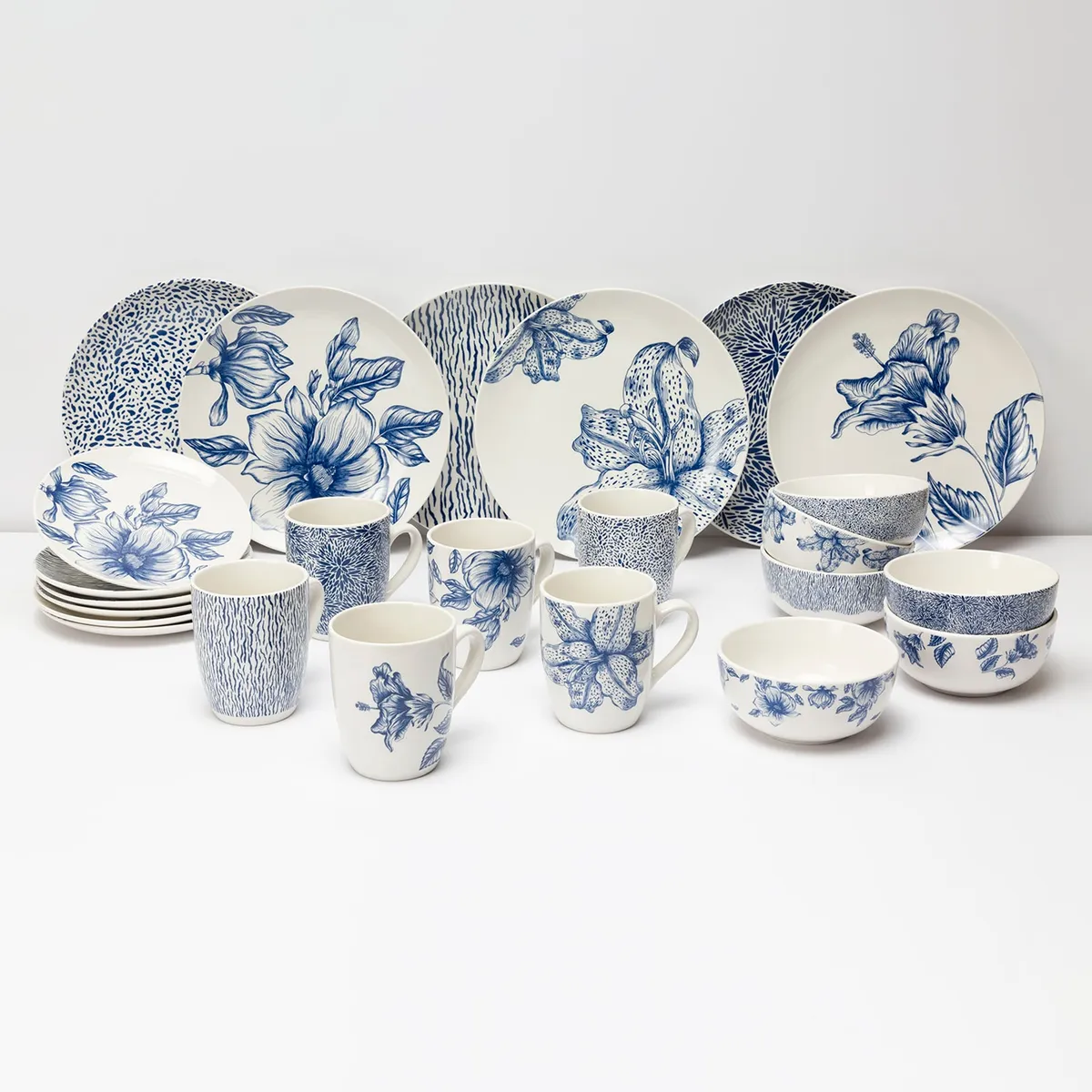 ROBERTA ALLEN - Juego Vajilla Roberta Allen 24 Piezas Botanical Blue
