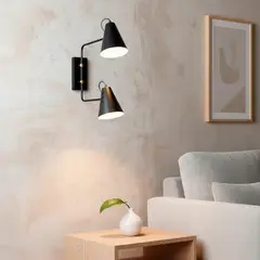 BASEMENT HOME - Aplique de Pared Metal Negro 2 Luces