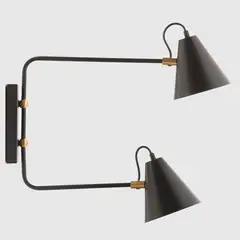 BASEMENT HOME - Lámpara Aplique Metal Negra 2 Luces 19X19 Cm