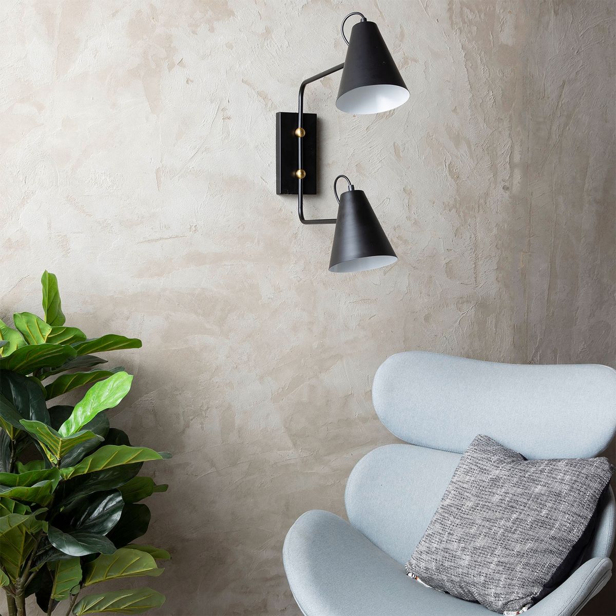 BASEMENT HOME - Aplique de Pared Basement Home Metal Negro 2 Luces