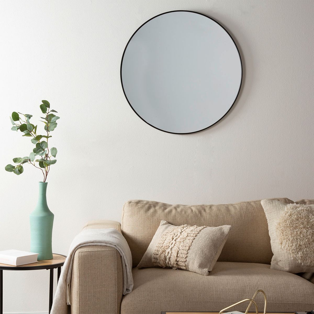 BASEMENT HOME - Espejo Redondo Decorativo 70 cm Negro Basement Home