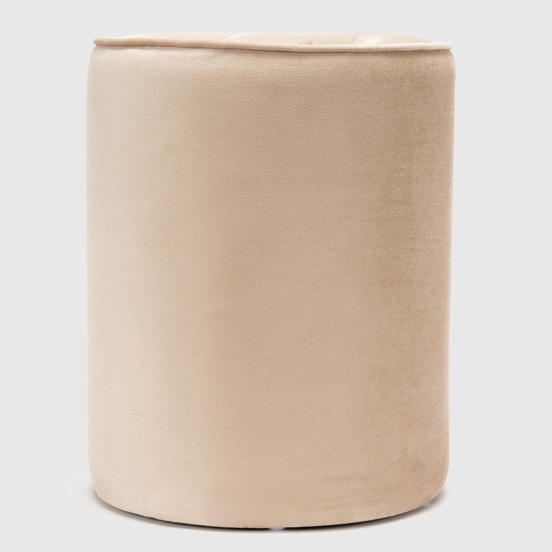 MICA - Puff Redondo Terciopelo Beige 45x35 Cm