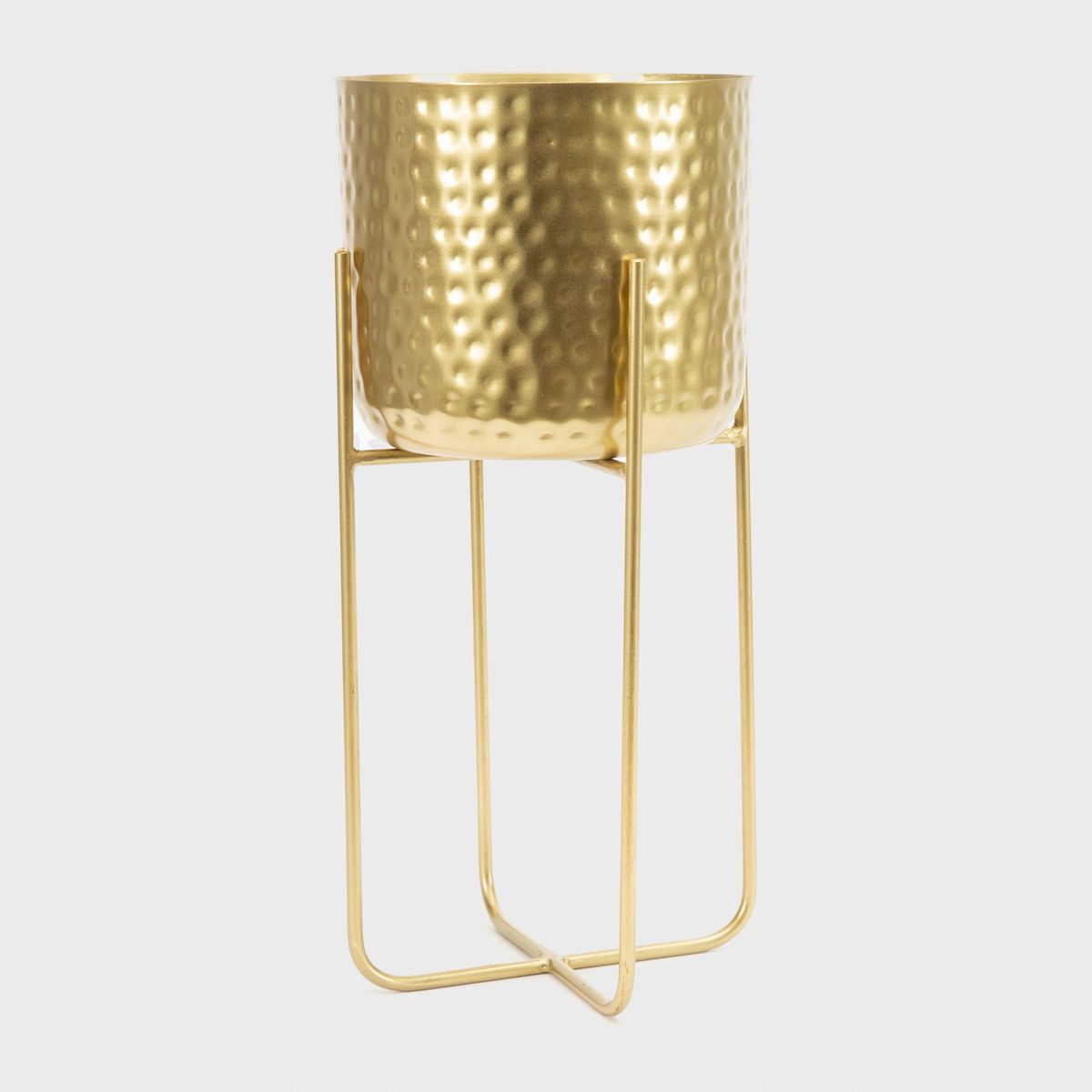 MICA - Macetero con Pedestal Metal Dorado 16x14x45