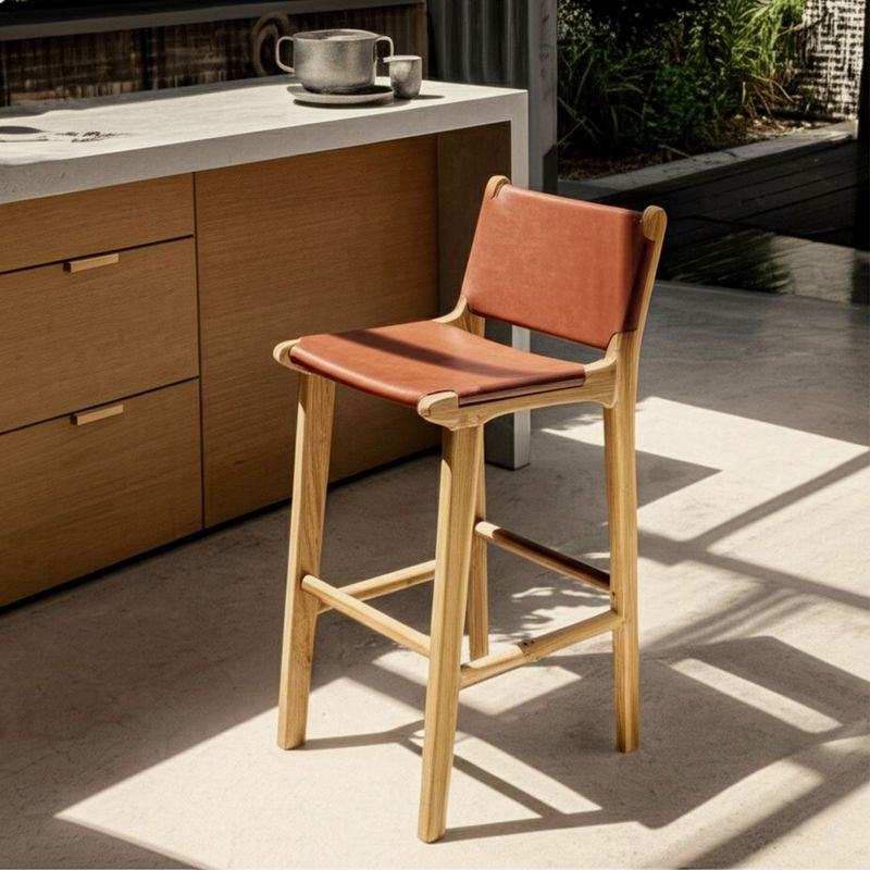 BASEMENT HOME - Silla Bar Basement Home New Mindi Straps Cuero Estilo Industrial