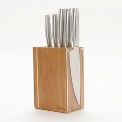 WURDEN - Set de Cuchillos Acero Inoxidable con Taco Madera 6 Piezas