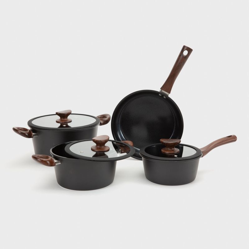 WURDEN - Batería De Cocina Antiadherente Black Wood 7 Piezas Wurden