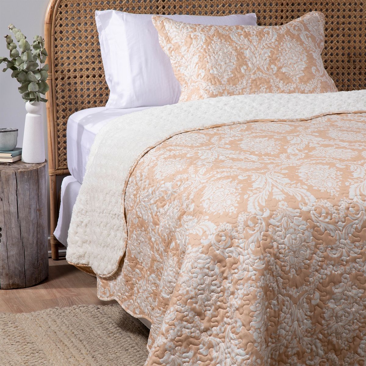 TEXTIL VIÑA - Cubrecama Sherpa Vina Bouquet Microfibra