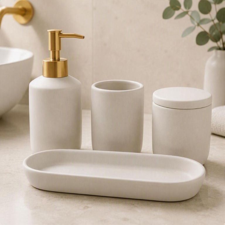 Set Accesorios de Baño Mármol 4 Piezas