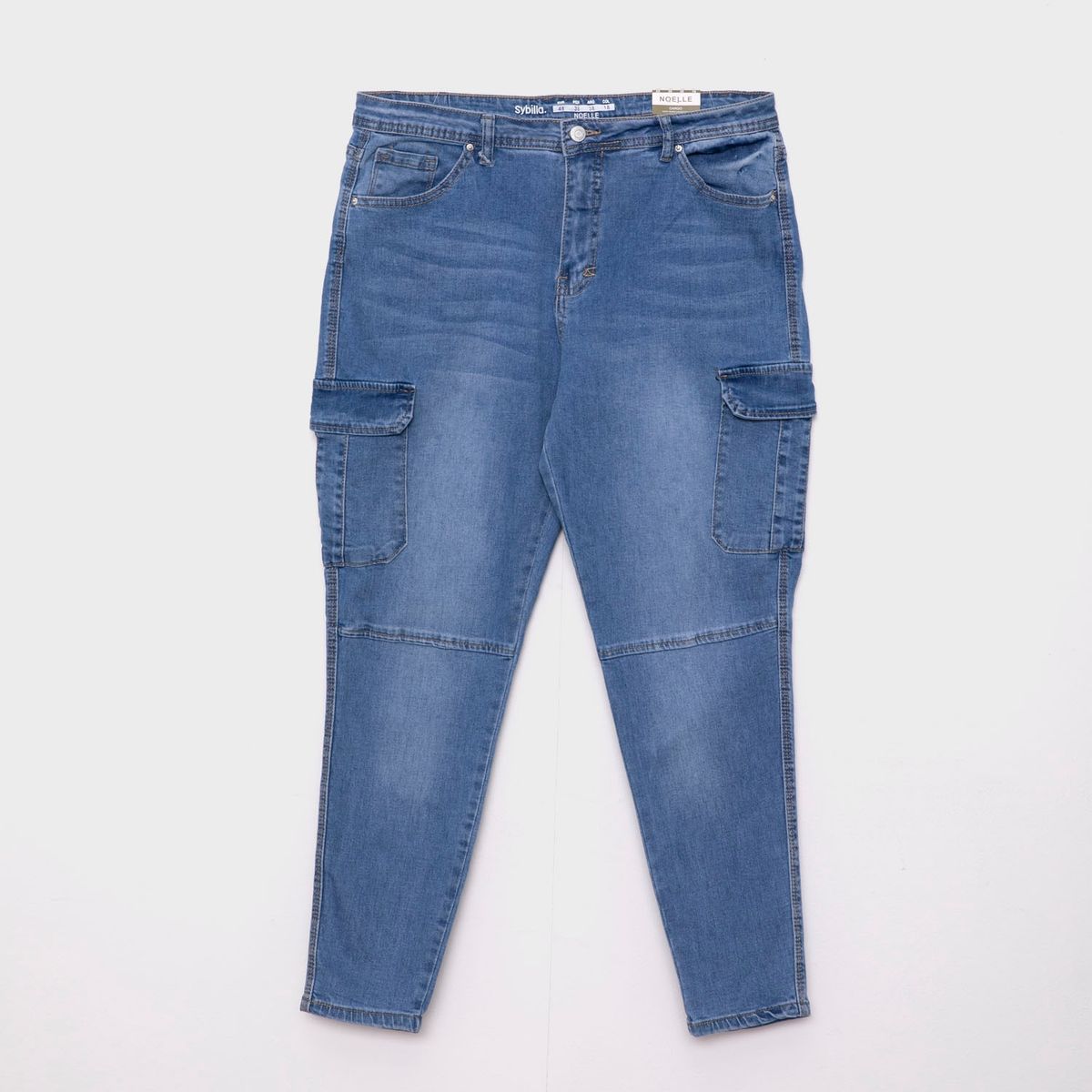 SYBILLA - Jeans Wide Leg Tiro Medio Mujer Denim Cargo