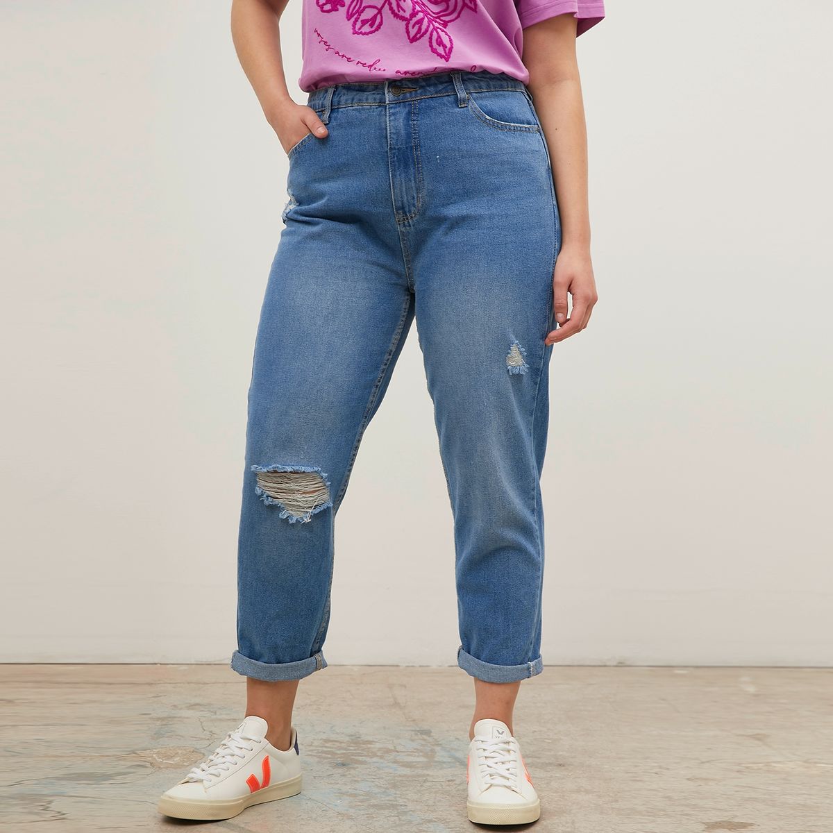 BASEMENT - Jeans Mom Tiro Alto Mujer Basement
