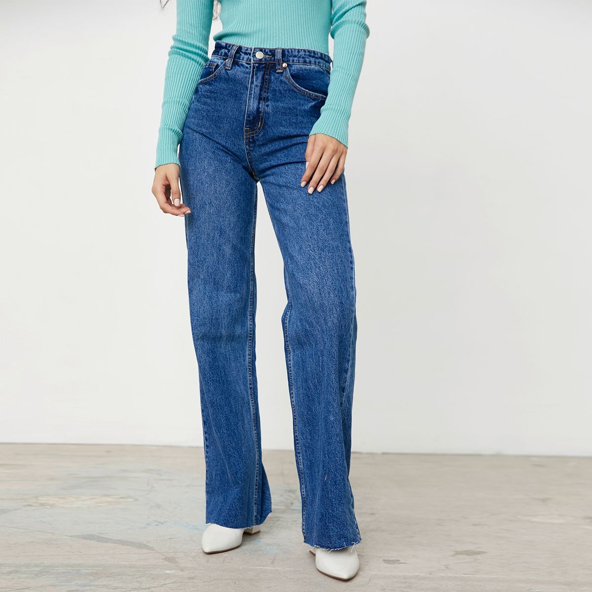 BASEMENT - Basement Jeans Wide Leg Tiro Alto Mujer