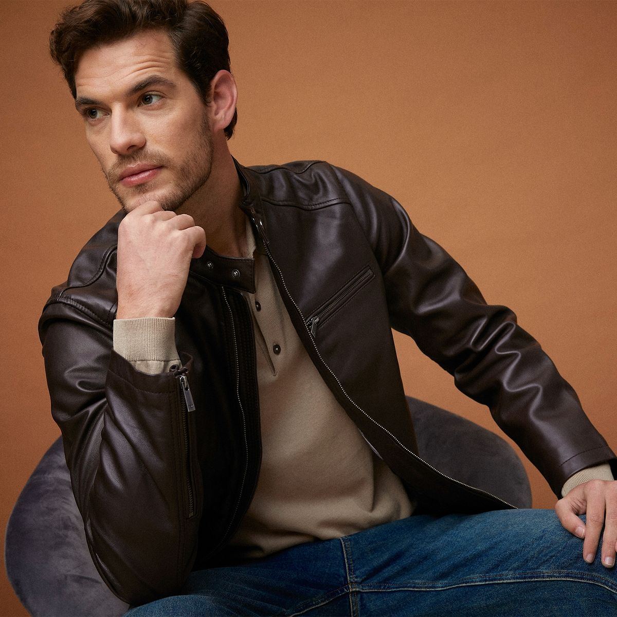 WOLF&HANK - Wolf & Hank Chaqueta 100% Cuero Hombre