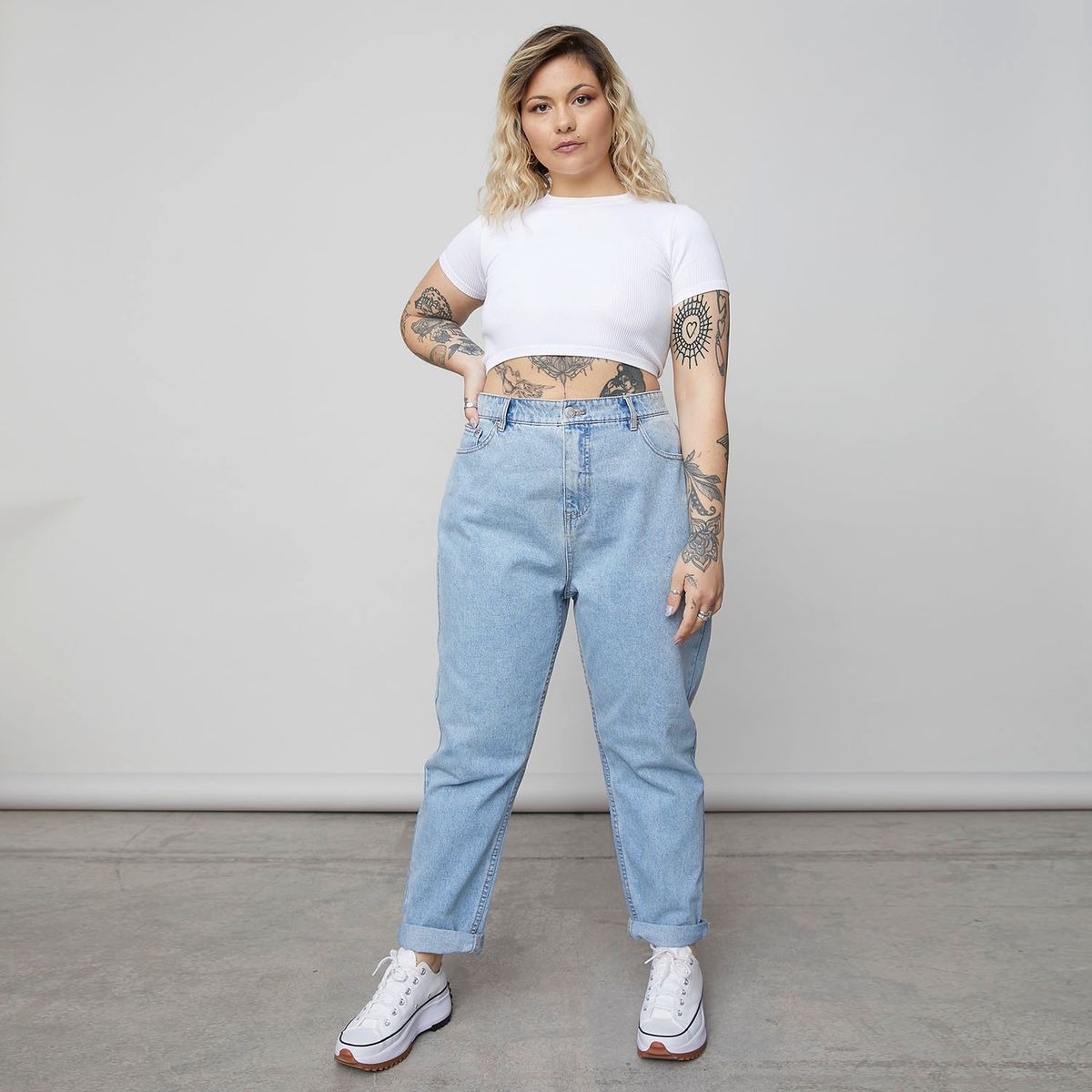 AMERICANINO - Americanino Jeans Mom Tiro Alto Algodón Mujer