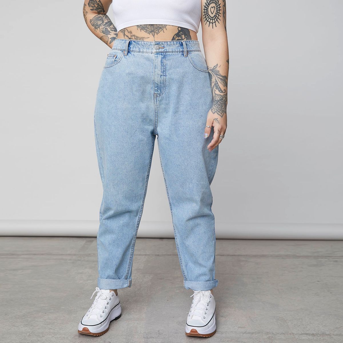 AMERICANINO - Americanino Jeans Mom Tiro Alto Algodón Mujer