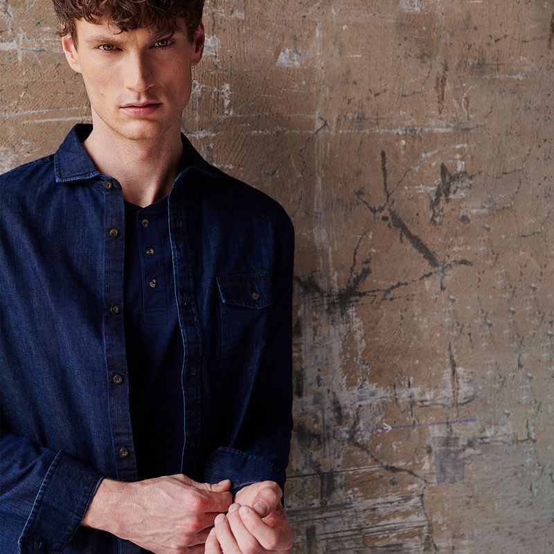 WOLF&HANK - Wolf & Hank Camisa 100% Algodón Premium Denim Hombre