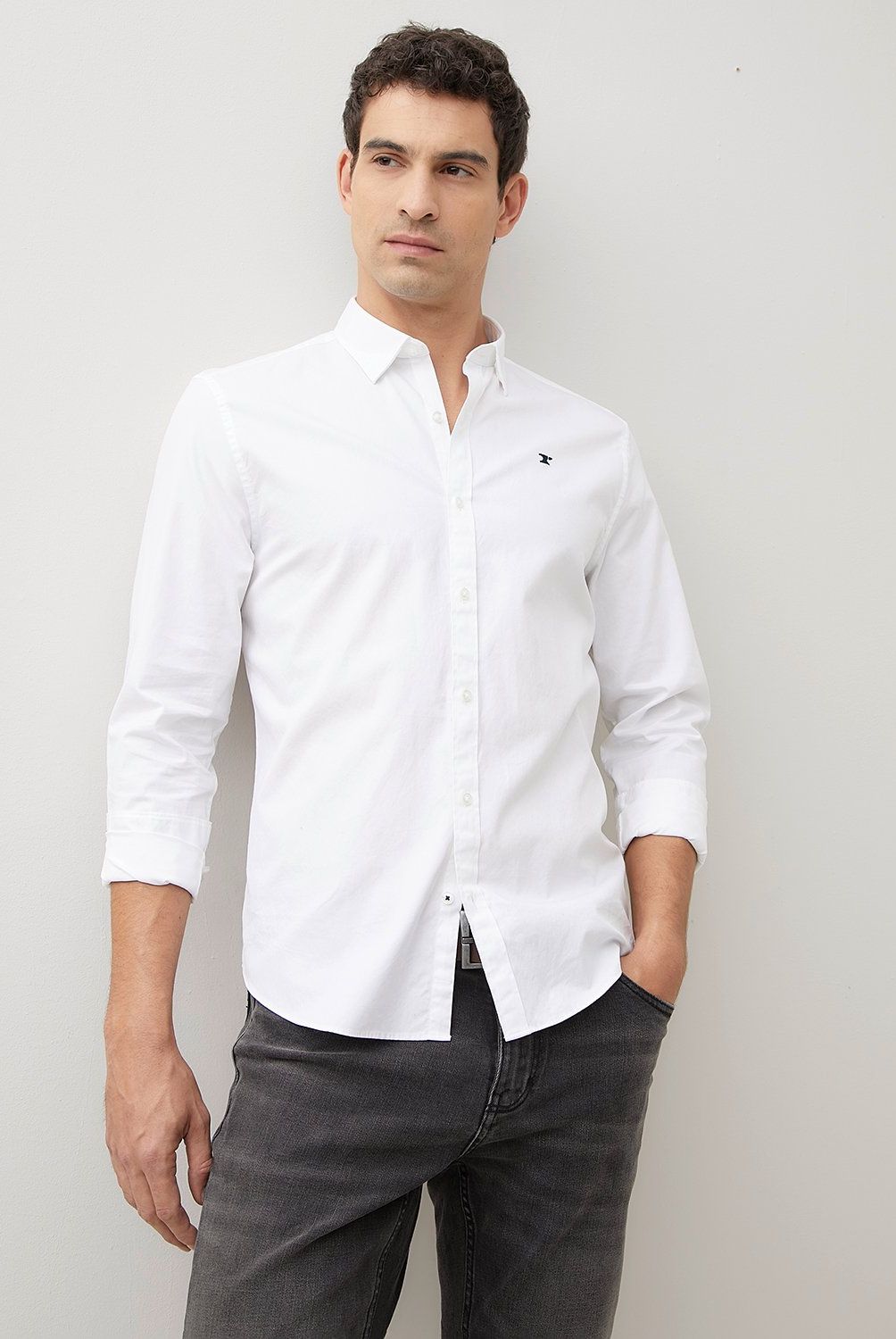 WOLF&HANK - Camisa Casual Hombre Wolf&Hank Slim Fit Algodón Liso