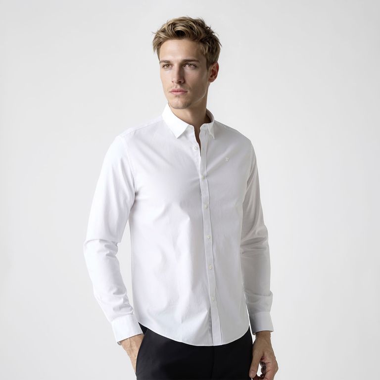 Camisa Manga Larga Algodón Slim Fit Hombre