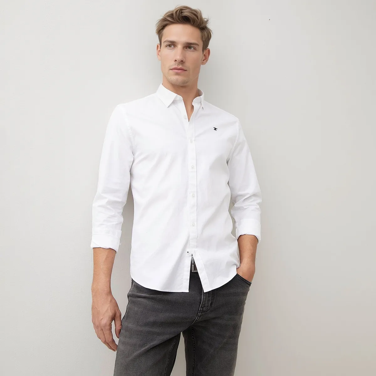 WOLF&HANK - Camisa Manga Larga Algodón Slim Fit Hombre Wolf&Hank