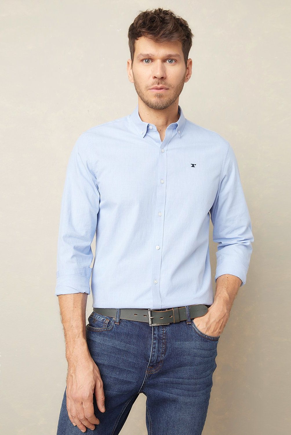 WOLF&HANK - Camisa Manga Larga Algodón Slim Fit Hombre Wolf&Hank