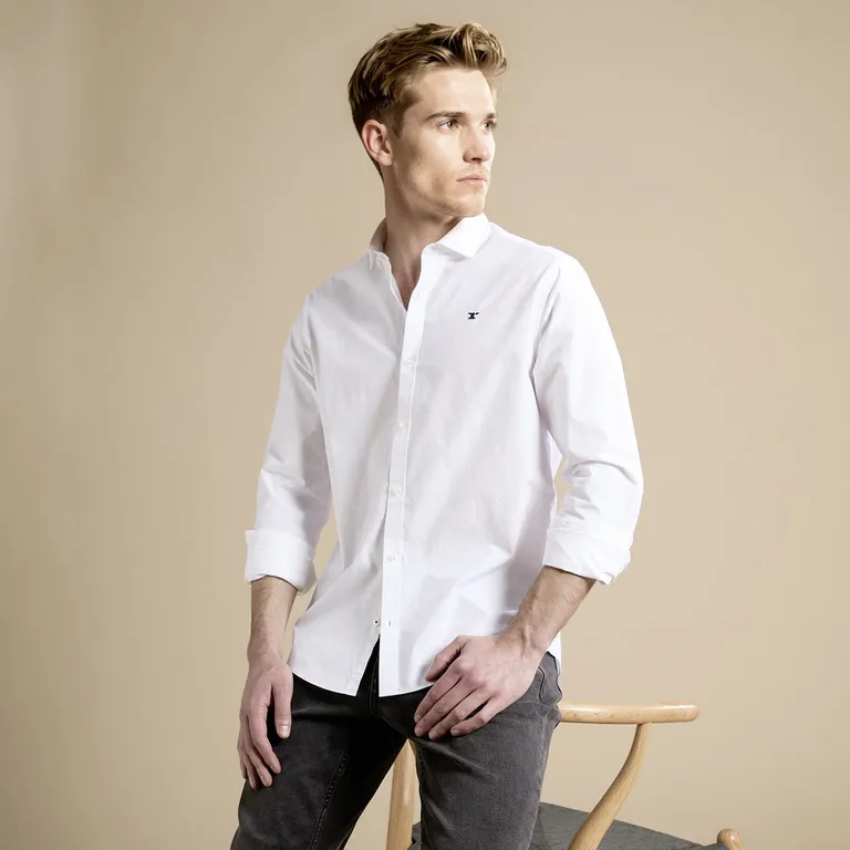 Camisa Manga Larga Hombre Slim Fit Algodón