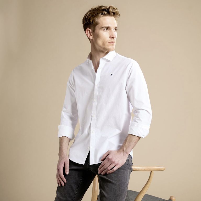Camisa Manga Larga Hombre Slim Fit Algodón
