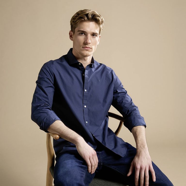 Camisa Manga Larga Hombre Slim Fit Algodón