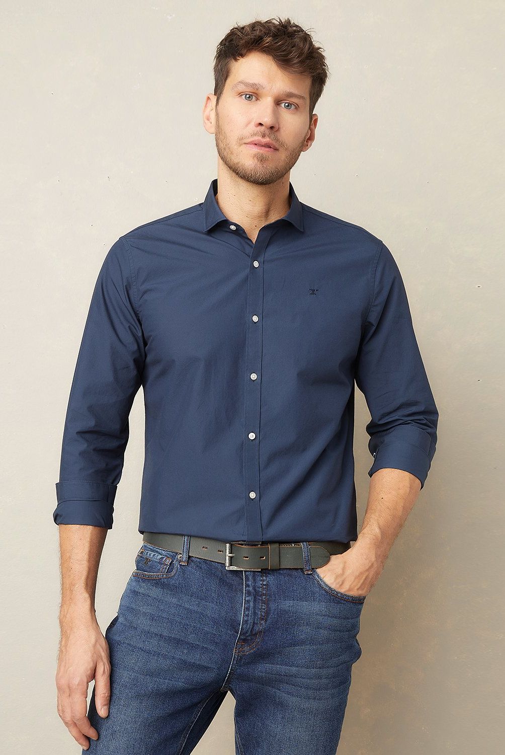 WOLF&HANK - Camisa Casual Hombre Wolf&Hank Slim Fit Algodón