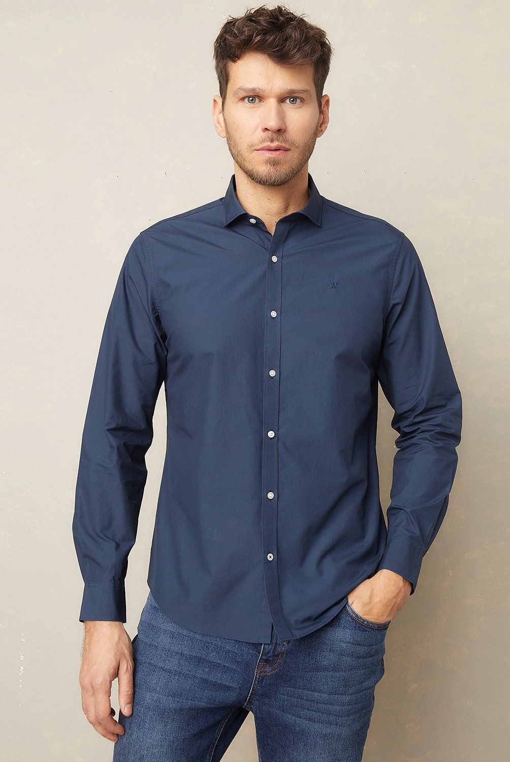 WOLF&HANK - Camisa Casual Hombre Wolf&Hank Slim Fit Algodón