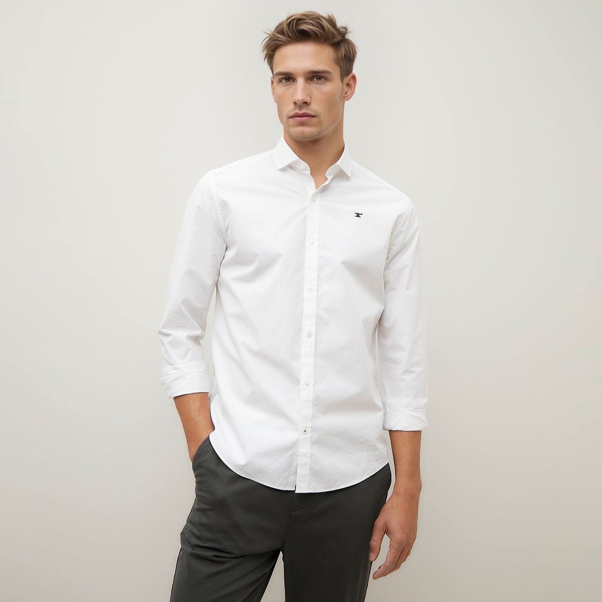 WOLF&HANK - Camisa Manga Larga Hombre Slim Fit Algodón Wolf&Hank