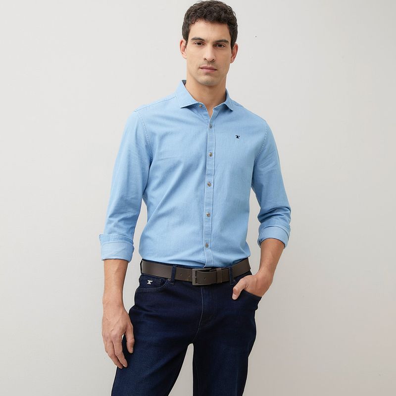 WOLF&HANK - Camisa Manga Larga Denim Slim Fit Hombre Wolf&Hank