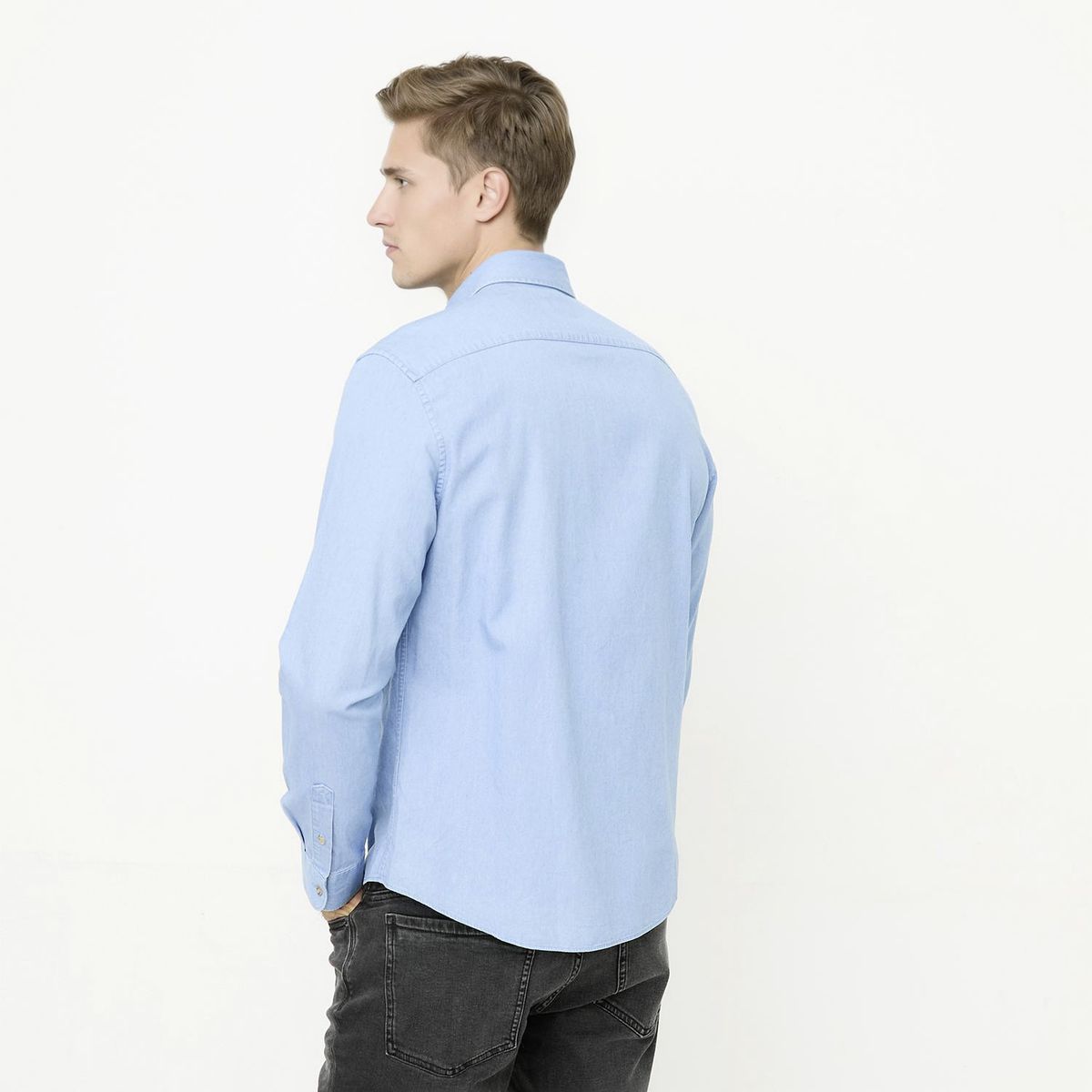 WOLF&HANK - Camisa Manga Larga Denim Slim Fit Hombre Wolf&Hank