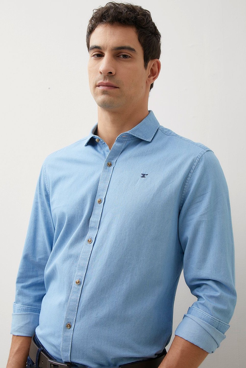 WOLF&HANK - Camisa Manga Larga Denim Slim Fit Hombre Wolf&Hank