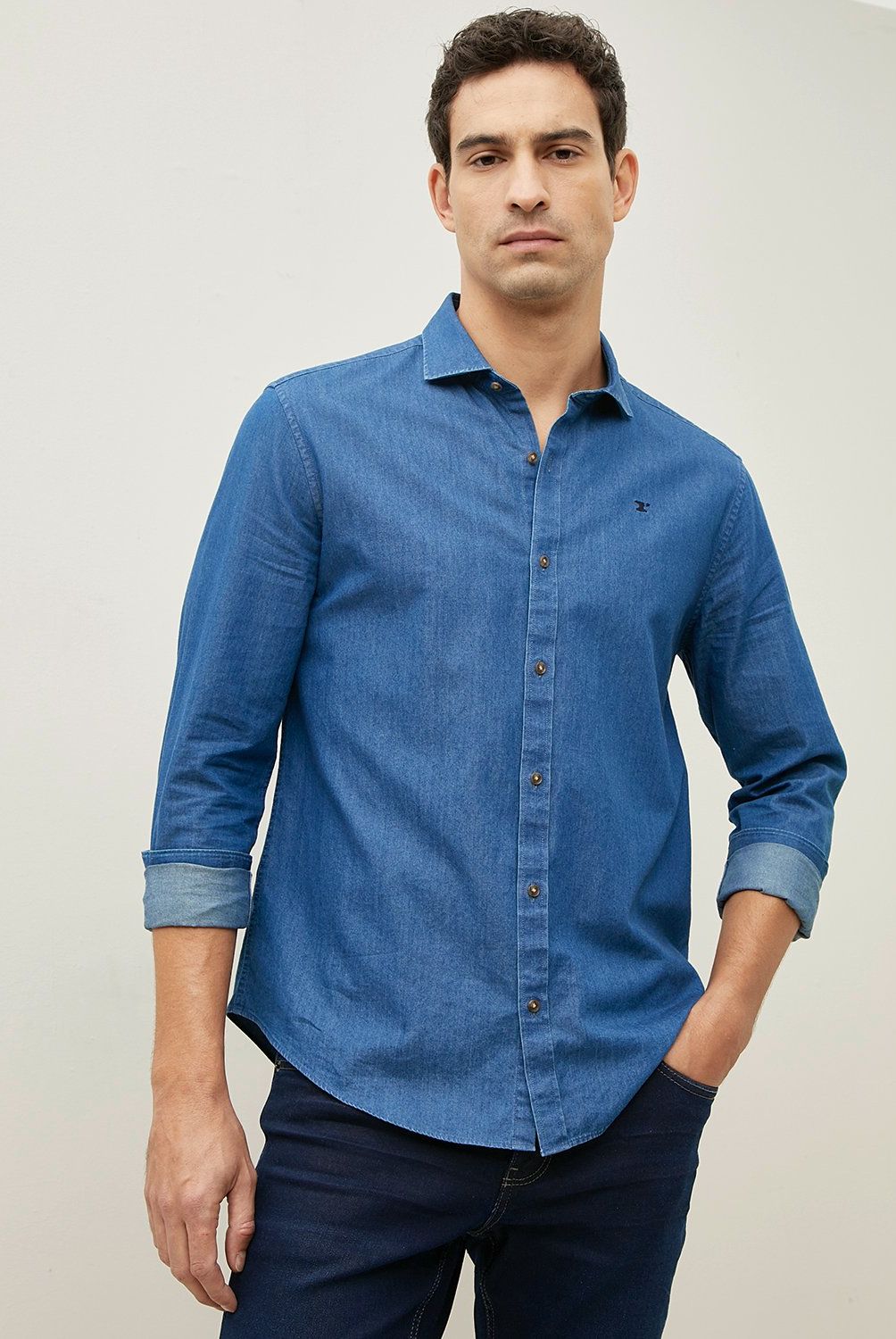 WOLF&HANK - Camisa Manga Larga Denim Slim Fit Hombre Wolf&Hank