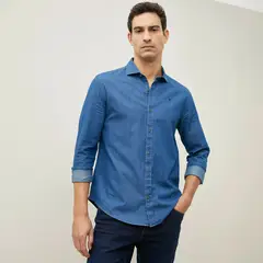 WOLF&HANK - Camisa Manga Larga Denim Slim Fit Hombre