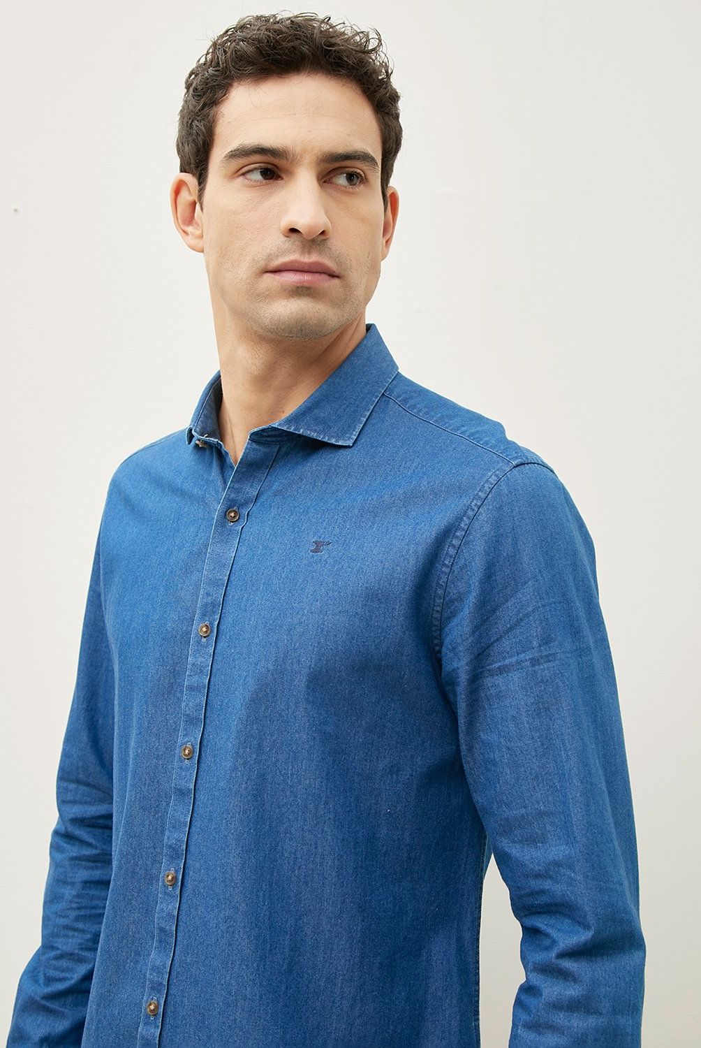 WOLF&HANK - Camisa Manga Larga Denim Slim Fit Hombre Wolf&Hank
