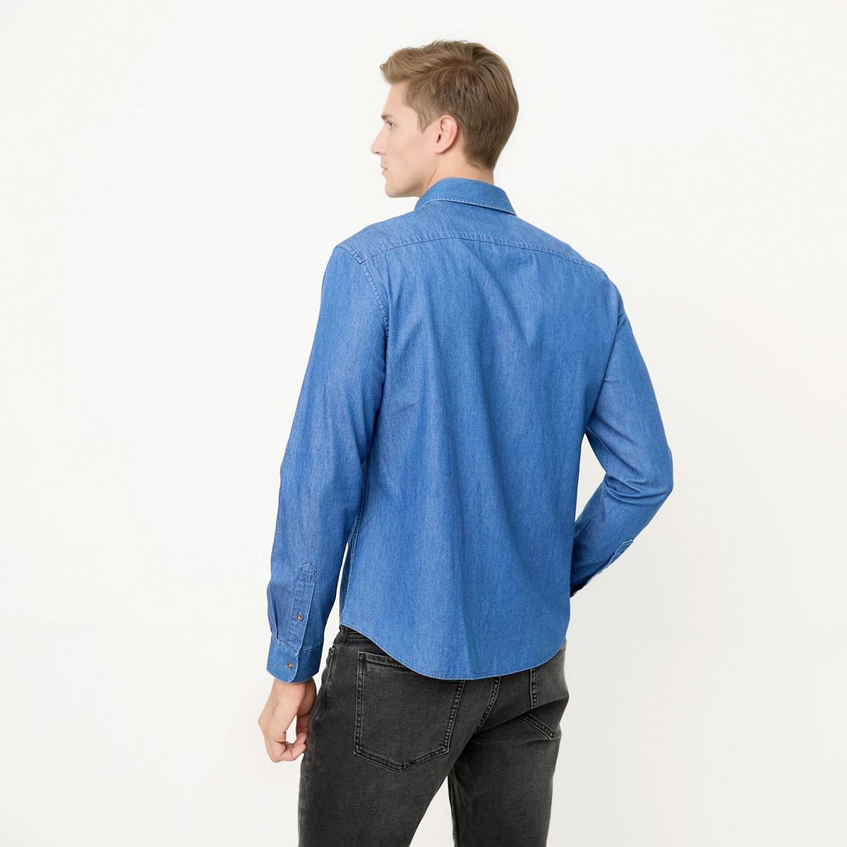 WOLF&HANK - Camisa Manga Larga Denim Slim Fit Hombre Wolf&Hank