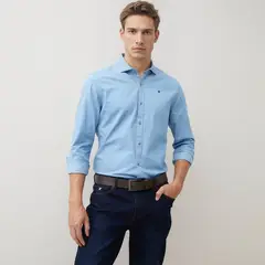 WOLF&HANK - Camisa Manga Larga Denim Slim Fit Hombre