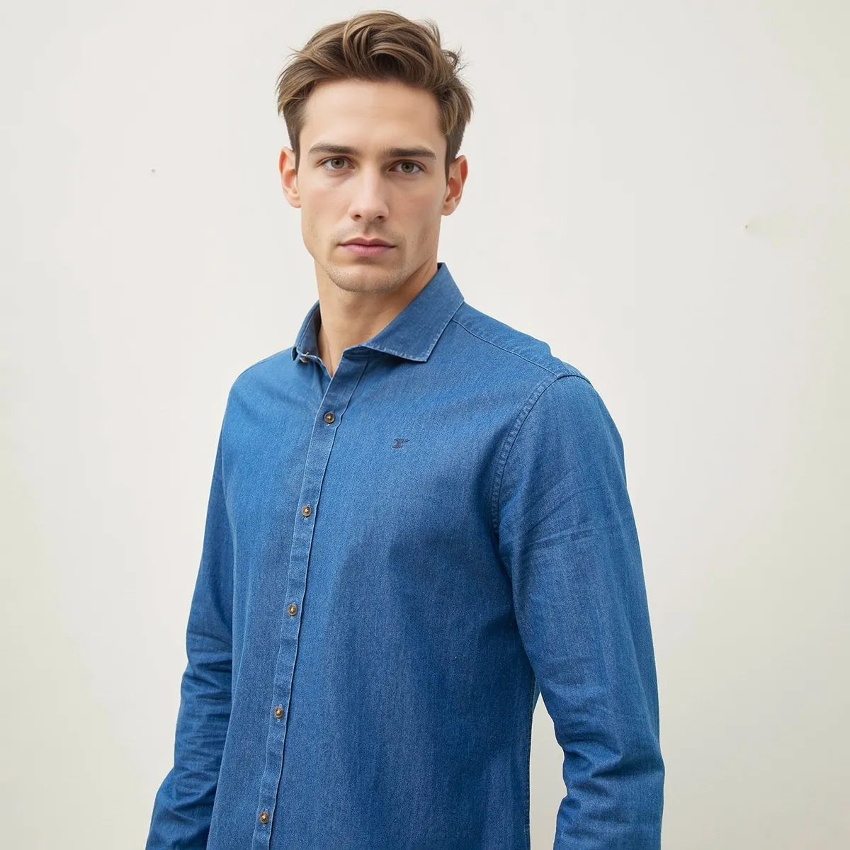 WOLF&HANK - Camisa Manga Larga Denim Slim Fit Hombre Wolf&Hank