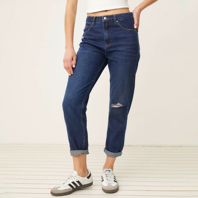 SYBILLA - Jeans Mom Fit Sybilla Tiro Alto Rotos Mujer Algodón