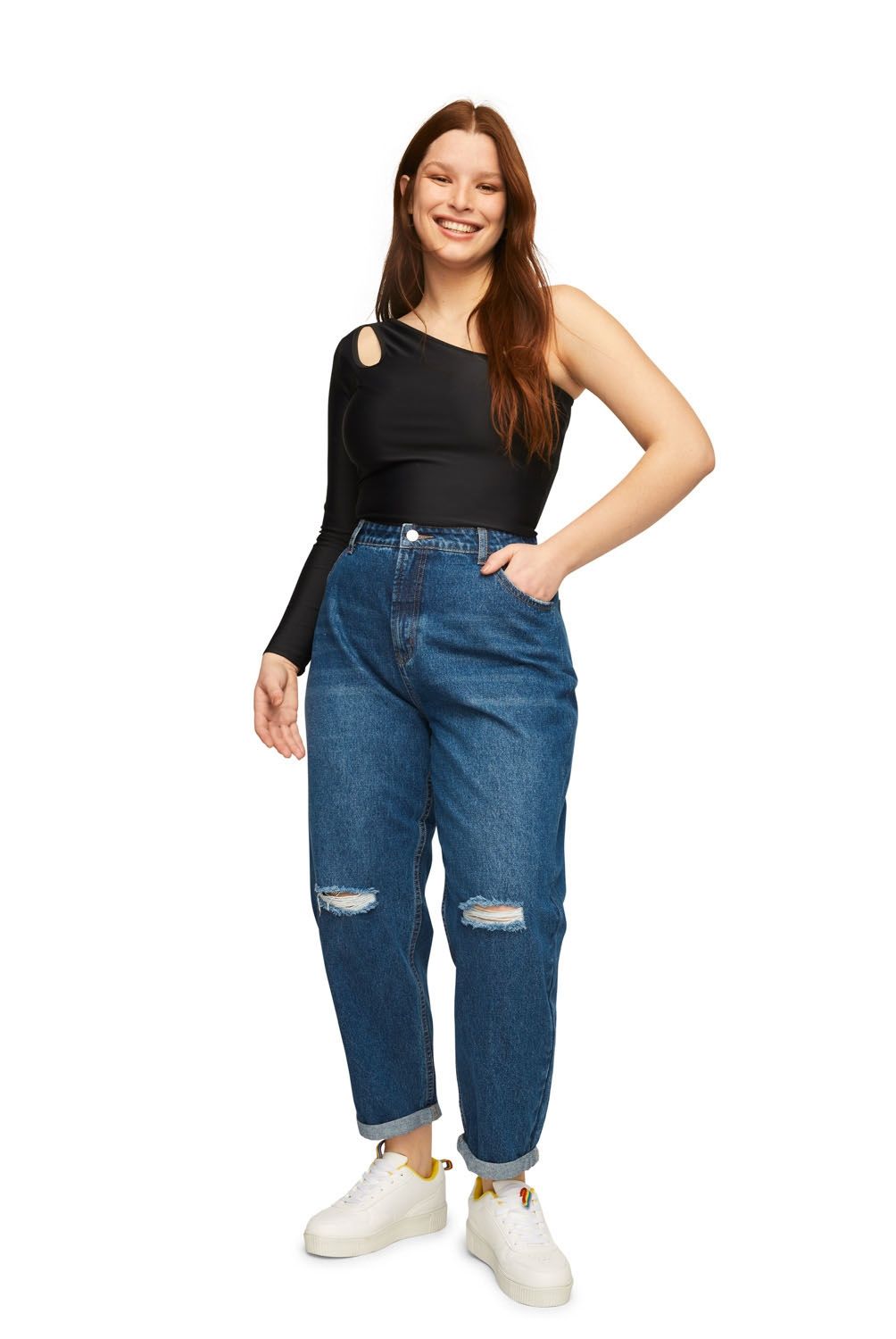 SYBILLA - Jeans Mom Kelly Plus Tiro Alto Mujer Sybilla