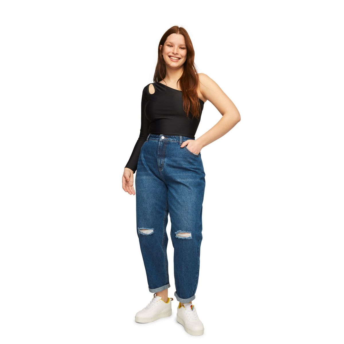 SYBILLA - Jeans Mom Kelly Plus Tiro Alto Mujer Sybilla