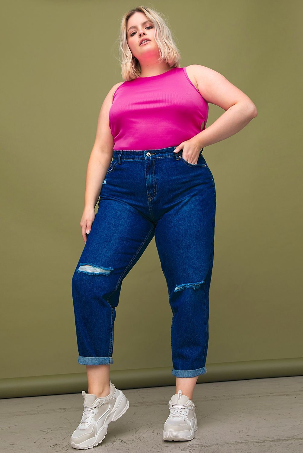 SYBILLA - Jeans Mom Kelly Plus Tiro Alto Mujer Sybilla
