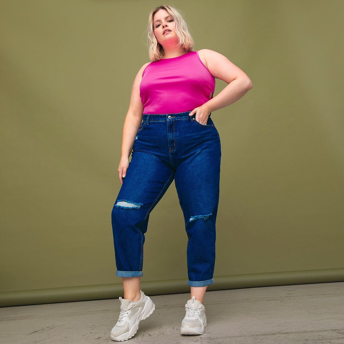 SYBILLA - Jeans Mom Kelly Plus Tiro Alto Mujer Sybilla