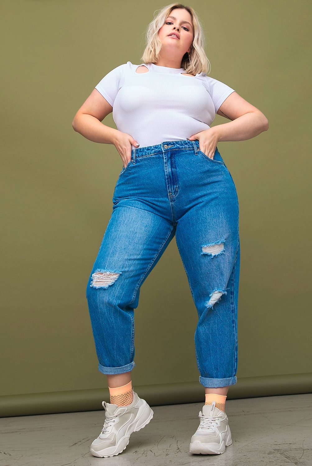 SYBILLA - Jeans Mom Kelly Plus Tiro Alto Mujer Sybilla