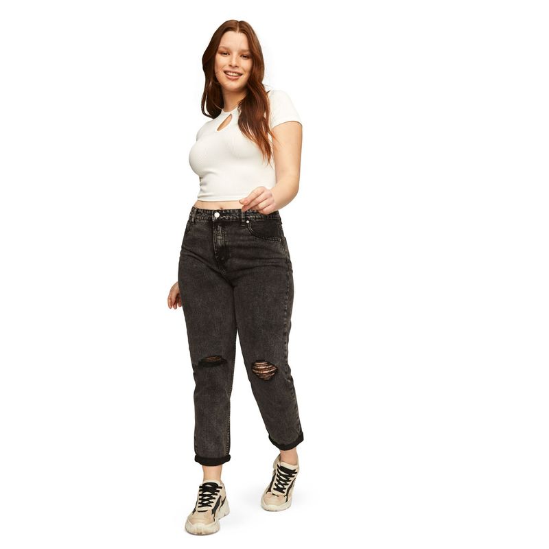 SYBILLA - Jeans Mom Kelly Plus Tiro Alto Mujer Sybilla