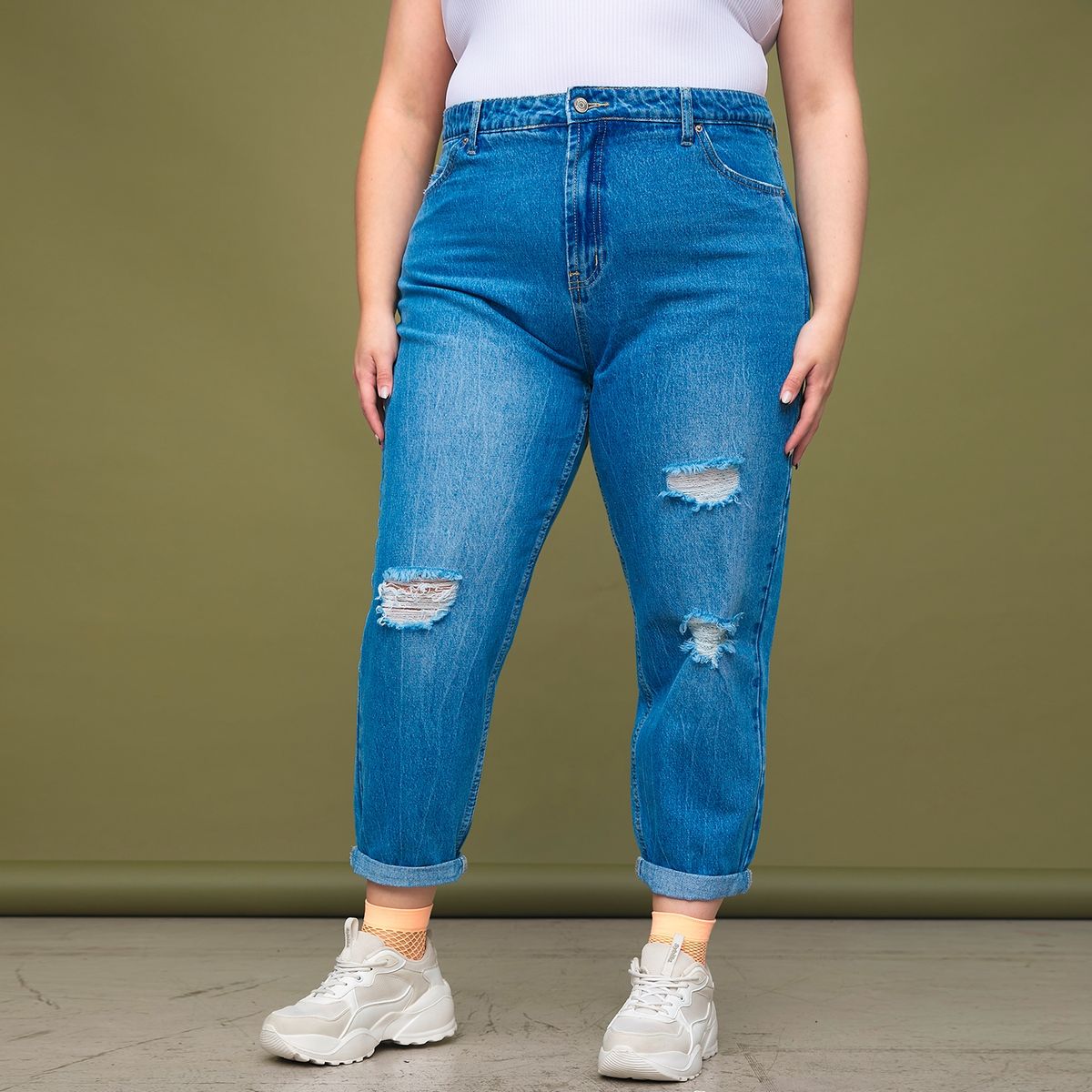 SYBILLA - Jeans Mom Kelly Plus Tiro Alto Mujer Sybilla