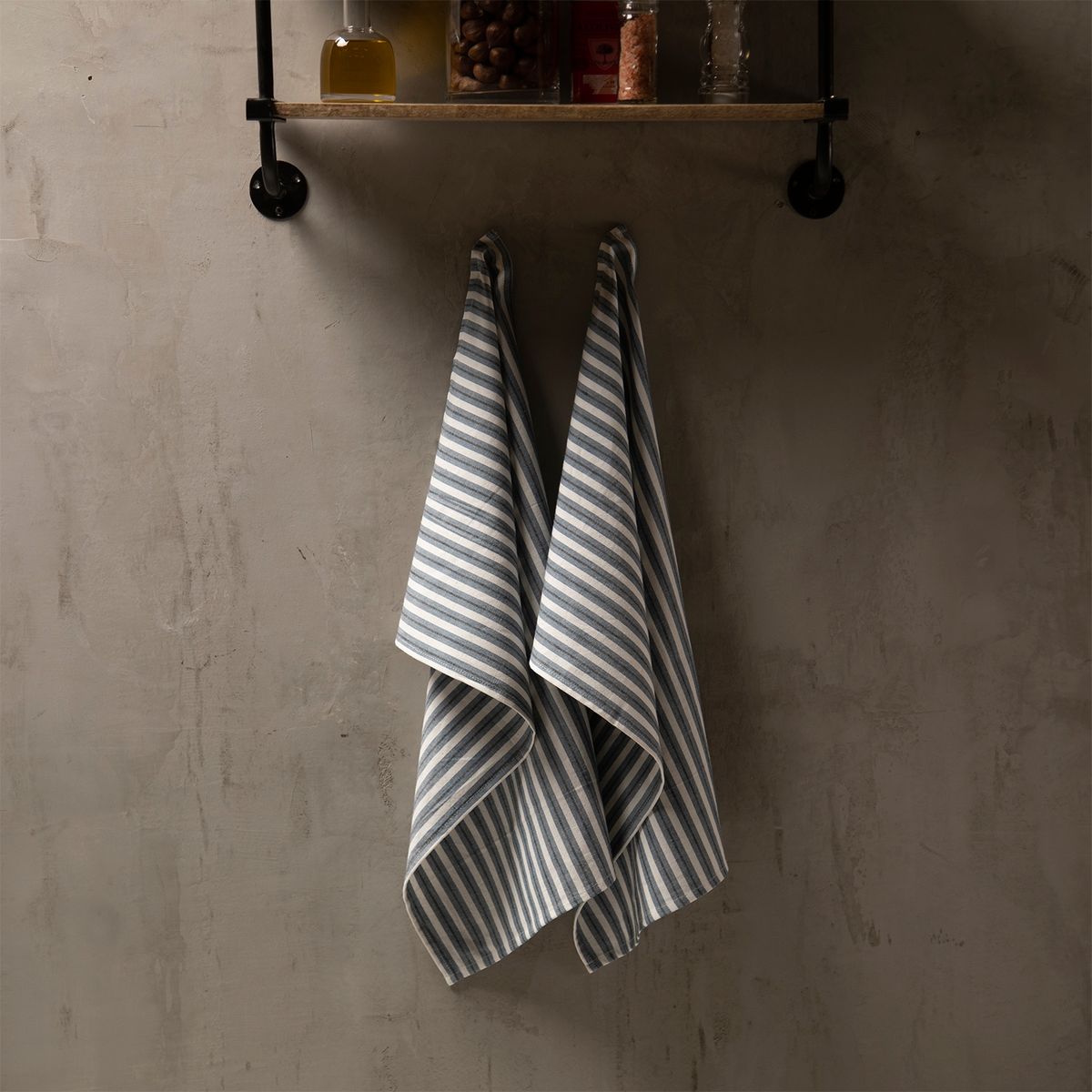 BASEMENT HOME - Set de 2 Paños Cocina Basement Home Yarn Dyed Algodón Gris