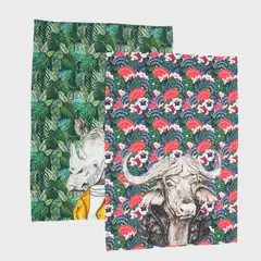BASEMENT HOME - Set de Paños de Cocina Algodón Estampados Animales