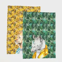 BASEMENT HOME - Set de Paños de Cocina Algodón Estampados Animales